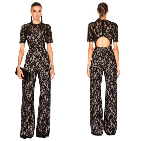 Alexis Janus Black Lace Jumpsuit Open Back Evening Party Outfit Size Small - Picture 14 of 16